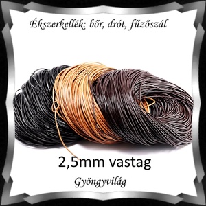 Ékszerkellék: fűző szál/ bőr szál FSZ03-2,5 mm-es több színben, Kellékek & szerszámok, Rövidáru, Bőr szál, Fonal, cérna, Ékszerkészítés, MESKA