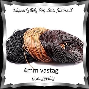Ékszerkellék: fűző szál/ bőr szál FSZ03-4 mm-es több színben, Kellékek & szerszámok, Rövidáru, Bőr szál, Fonal, cérna, Ékszerkészítés, MESKA