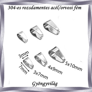 304 Nemes acél ékszerkellék: medálkapocs NAMK 05 több méretben - kellékek & szerszámok - ékszerkellék - medáltartó, medálkapocs - Meska.hu