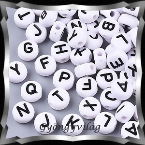 Gyöngyök: akril gyöngy/betű fűzhető GYA-E001 100db/csomag, Kellékek & szerszámok, Gyöngyfűzés kellékek, Fém köztesek, Ékszerkészítés, MESKA