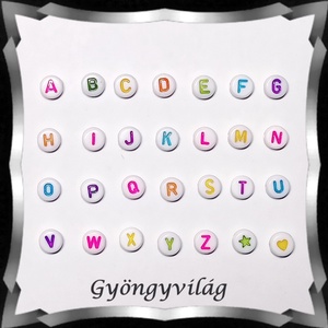 Gyöngyök: akril gyöngy/betű fűzhető GYA-E001sz 60db/csomag, Kellékek & szerszámok, Gyöngyfűzés kellékek, Fém köztesek, Ékszerkészítés, MESKA