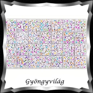 Gyöngyök: akril gyöngy/betű fűzhető GYA-E001sz 60db/csomag - kellékek & szerszámok - gyöngyfűzés kellékek - fém köztesek - Meska.hu