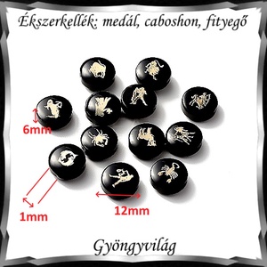Ékszerkellék: medál, caboshon, fityegő BMCF-2-43  1db/csomag  12 féle horoszkópos - diy (csináld magad) - egységcsomag - Meska.hu
