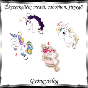 Ékszerkellék: medál, caboshon, fityegő BMCF-2-04 több féle unikornis - kellékek & szerszámok - gyöngyfűzés kellékek - cabochon - Meska.hu
