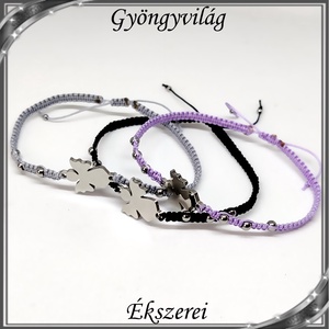 Ékszerek-karkötők: Makramé karkötő SK-M 13 nemes acél angyalkával 3db/csomag, Ékszer, Karkötő, Fonott karkötő, Ékszerkészítés, Gyöngyfűzés, gyöngyhímzés, MESKA