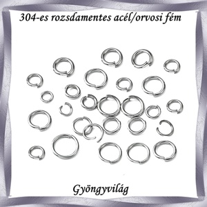304 Nemes acél ékszerkellék: szerelőkarika , nyitott NASZK NY 3-6mm-es több vastagságban, Kellékek & szerszámok, Gyöngyfűzés kellékek, Szerelőkarika, Ékszerkészítés, Ékszerkészítés, MESKA