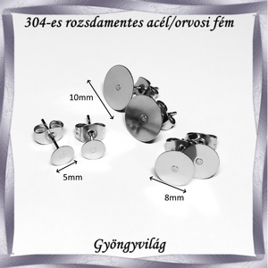 304 Nemes acél ékszerkellék: fülbevaló alap NAFK 14 több méretben - kellékek & szerszámok - ékszerkellék - fülbevaló alap - Meska.hu