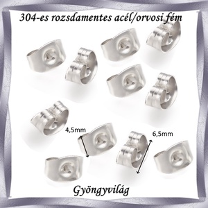 304 Nemes acél ékszerkellék: fülbevaló vég NAFK 20 10pár/cs - kellékek & szerszámok - ékszerkellék - szalagvég, bőrvég, végzáró - Meska.hu