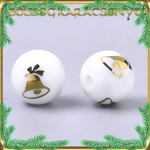 Ékszerkellék: üveggyöngy, karácsonyi gyöngy 5db/cs 10mm S-KA18-2 - kellékek & szerszámok - gyöngyfűzés kellékek - cabochon - Meska.hu
