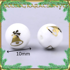 Ékszerkellék: üveggyöngy, karácsonyi gyöngy 5db/cs 10mm S-KA18-2 - kellékek & szerszámok - gyöngyfűzés kellékek - cabochon - Meska.hu
