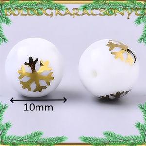 Ékszerkellék: üveggyöngy, karácsonyi gyöngy 5db/cs 10mm S-KA18-3 - kellékek & szerszámok - gyöngyfűzés kellékek - cabochon - Meska.hu