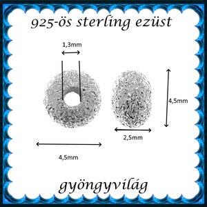 925-ös sterling ezüst ékszerkellék: köztes / gyöngy / dísz EKÖ 102-4,5  - kellékek & szerszámok - gyöngyfűzés kellékek - fém köztesek - Meska.hu