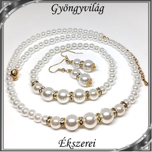 Esküvői, menyasszonyi, alkalmi ékszer szett,  SSZ-ABTE-V03A, Esküvő, Ékszer, Ékszerszett, Ékszerkészítés, Gyöngyfűzés, gyöngyhímzés, MESKA