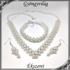 Alkalmi tekla gyöngy nyaklánc-karkötő szett SSZEB-TE12e - esküvő - ékszer - ékszerszett - Meska.hu