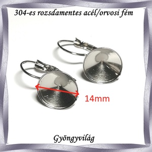 304 Nemes acél ékszerkellék: fülbevaló alap NAFK 08-14 1pár/cs - kellékek & szerszámok - gyöngyfűzés kellékek - egyéb alkatrész - Meska.hu