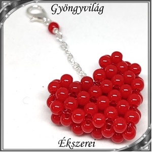 Kulcstartó-fityegő: szív  több szinben SKT 04-3, Táska & Tok, Kulcstartó & Táskadísz, Kulcstartó, Gyöngyfűzés, gyöngyhímzés, MESKA