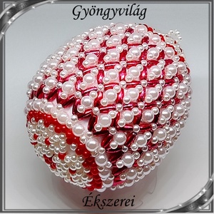 Gyöngyből készített húsvéti tojás S-HÚ01-2 - otthon & életmód - dekoráció - asztal és polc dekoráció - asztaldísz - Meska.hu