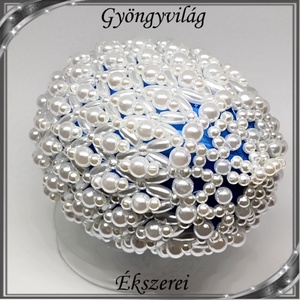 Gyöngyből készített húsvéti tojás S-HÚ01-3 - otthon & életmód - dekoráció - asztal és polc dekoráció - asztaldísz - Meska.hu