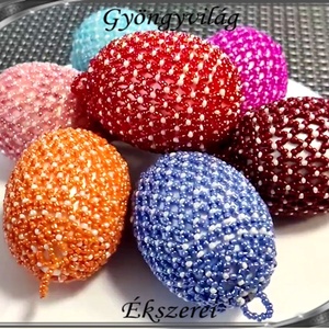 Gyöngyből készített húsvéti tojás S-HÚ02  1db/csomag - otthon & életmód - dekoráció - asztal és polc dekoráció - asztaldísz - Meska.hu