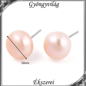 Fülbevalók: igazgyöngy , 925-ös sterling ezüst SFE-IGY02-10   barack - ékszer - fülbevaló - pötty fülbevaló - Meska.hu