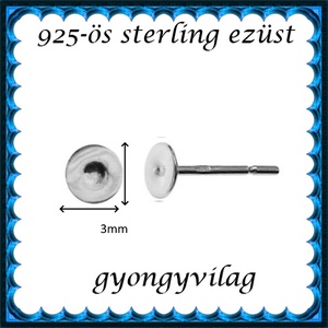 925-ös sterling ezüst ékszerkellék: fülbevalóalap bedugós EFK B 38-3 - kellékek & szerszámok - gyöngyfűzés kellékek - egyéb alkatrész - Meska.hu