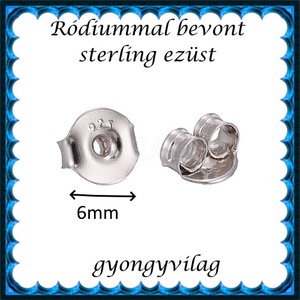 925-ös sterling ezüst ékszerkellék: fülbevaló kapocs, bedugós EFK B 27-6r vég 2db/csomag - kellékek & szerszámok - gyöngyfűzés kellékek - egyéb alkatrész - Meska.hu