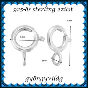 925-ös sterling ezüst ékszerkellék: lánckapocs ELK 1S 12-1-8 z  2db/csomag - kellékek & szerszámok - gyöngyfűzés kellékek - egyéb alkatrész - Meska.hu