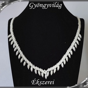 Esküvői, menyasszonyi, alkalmi ékszer szett,  SLEB-GY01-1, Esküvő, Ékszer, Nyaklánc, Ékszerkészítés, Gyöngyfűzés, gyöngyhímzés, MESKA