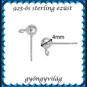 925-ös sterling ezüst ékszerkellék: fülbevaló kapocs, bedugós EFK B 01-1-4 - kellékek & szerszámok - ékszerkellék - fülbevaló kapocs - Meska.hu
