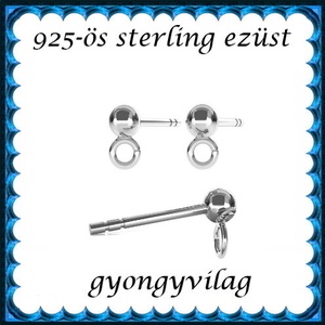 925-ös sterling ezüst ékszerkellék: fülbevaló kapocs, bedugós EFK B 01-1-3 - Meska.hu