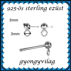 925-ös sterling ezüst ékszerkellék: fülbevaló kapocs, bedugós EFK B 01-1-3 - kellékek & szerszámok - ékszerkellék - fülbevaló kapocs - Meska.hu