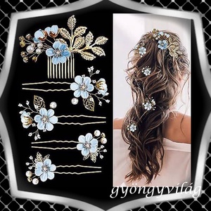 Ékszerek-hajdíszek, hajcsatok: Esküvői, menyasszonyi, alkalmi hajdísz, ES-H-SZ22a 5db-os szett, Esküvő, Hajdísz, Kontydísz & Hajdísz, Ékszerkészítés, Gyöngyfűzés, gyöngyhímzés, MESKA