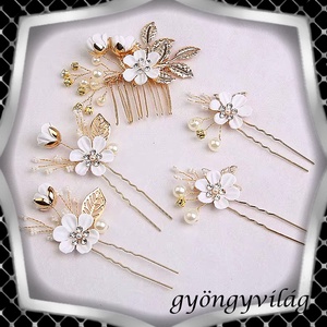 Ékszerek-hajdíszek, hajcsatok: Esküvői, menyasszonyi, alkalmi hajdísz, ES-H-SZ22a 5db-os szet fehért - esküvő - hajdísz - kontydísz & hajdísz - Meska.hu