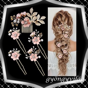 Ékszerek-hajdíszek, hajcsatok: Esküvői, menyasszonyi, alkalmi hajdísz, ES-H-SZ22a 5db-os szet mályva - Meska.hu