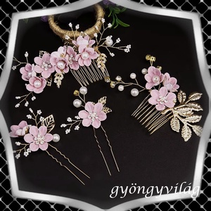 Ékszerek-hajdíszek, hajcsatok: Esküvői, menyasszonyi, alkalmi hajdísz, ES-H-SZ22a 4db-os szet mályva - Meska.hu