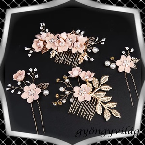 Ékszerek-hajdíszek, hajcsatok: Esküvői, menyasszonyi, alkalmi hajdísz, ES-H-SZ22a 4db-os szet barack - Meska.hu