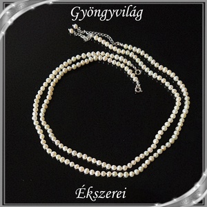 Édesvizi igazgyöngy nyaklánc, ezüst kapoccsal SLE-IG 5x4,5 fehér 2db - Meska.hu