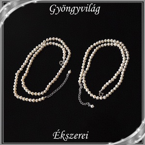 Édesvizi igazgyöngy nyaklánc, ezüst kapoccsal SLE-IG 5x4,5 fehér 2db - ékszer - ékszerszett - Meska.hu