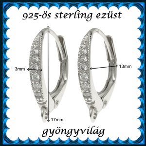 925-ös sterling ezüst ékszerkellék: fülbevalóalap biztonsági kapoccsal EFK K 25R - kellékek & szerszámok - ékszerkellék - fülbevaló alap - Meska.hu