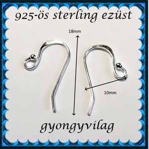  925-ös sterling ezüst ékszerkellék: fülbevalóalap akasztós EFK A 01-3 - kellékek & szerszámok - gyöngyfűzés kellékek - egyéb alkatrész - Meska.hu