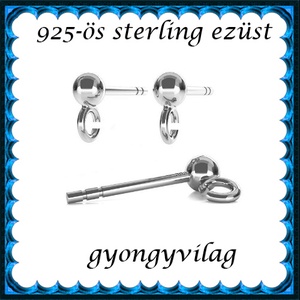 925-ös sterling ezüst ékszerkellék: fülbevaló kapocs, bedugós EFK B 01-1-3 - Meska.hu