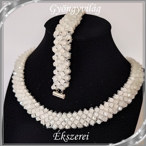 Esküvői, menyasszonyi, alkalmi ékszer szett,  SSZEB-GY07-01 bi  white opal - Meska.hu