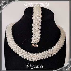 Ékszerek-szettek: Esküvői, menyasszonyi, alkalmi ékszer szett,  SSZEB-GY07-01 bi  white opal - esküvő - ékszer - ékszerszett - Meska.hu
