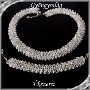 Ékszerek-szettek: Swarovski-ezüst, esküvői, alkalmi ékszer szett,  SSZEB-GY07-03 sw  crystal ab - esküvő - ékszer - ékszerszett - Meska.hu