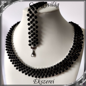 Ékszerek-szettek: Esküvői, menyasszonyi, alkalmi ékszer szett,  SSZEB-GY07-02 üt  fekete - Meska.hu
