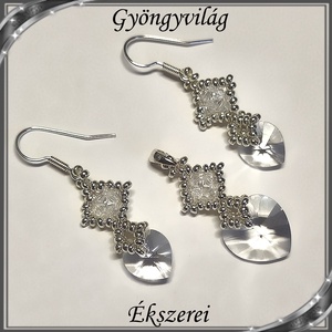 Ékszerek-szettek: Swarovski kristály fülbevaló-medál -10-14mm-es szív szett SSZ-SW 01 clear - Meska.hu