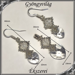 Ékszerek-szettek: Swarovski kristály fülbevaló-medál -10-14mm-es szív szett SSZ-SW 01 clear - ékszer - ékszerszett - Meska.hu