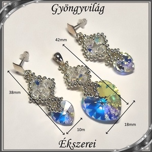 Ékszerek-szettek: Swarovski kristály fülbevaló-medál -10-18mm-es szív szett SSZ-SW 01 crystal ab - ékszer - ékszerszett - Meska.hu