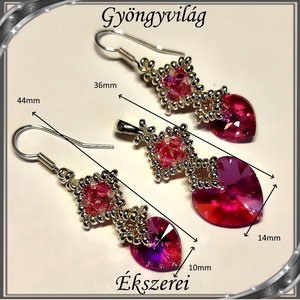 Ékszerek-szettek: Swarovski kristály fülbevaló-medál -10-14mm-es szív szett SSZ-SW 01 Rose ab - ékszer - ékszerszett - Meska.hu