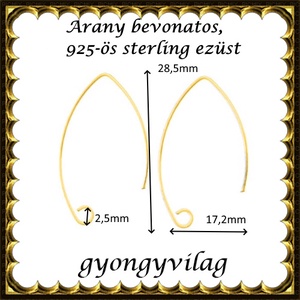 925-ös sterling ezüst ékszerkellék: fülbevalóalap akasztós EFK A 50-1g - kellékek & szerszámok - gyöngyfűzés kellékek - egyéb alkatrész - Meska.hu